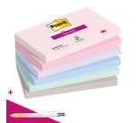 Notes repositionnables couleurs Soulful Super Sticky Post-it - bloc de 90 feuilles = 1 stylo Bic 4 couleurs offert pour l'achat de 12 notes