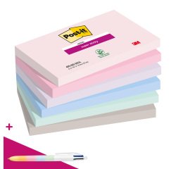 Notes repositionnables couleurs Soulful Super Sticky Post-it - bloc de 90 feuilles = 1 stylo Bic 4 couleurs offert pour l'achat de 12 notes