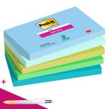 Notes repositionnables couleurs Oasis Super Sticky Post-it 76 x 127 mm - bloc de 90 feuilles - Pour l'achat de 30 notes = 1 palette OFFERTE