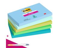 Notes repositionnables couleurs Oasis Super Sticky Post-it 76 x 127 mm - bloc de 90 feuilles - Pour l'achat de 30 notes = 1 palette OFFERTE