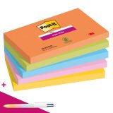 Notes repositionnables couleurs Boost Super Sticky Post-it 76 x 127 mm - bloc de 90 feuilles - Pour l'achat de 30 notes = 1 palette OFFERTE