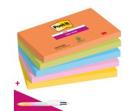 Notes repositionnables couleurs Boost Super Sticky Post-it 76 x 127 mm - bloc de 90 feuilles - Pour l'achat de 30 notes = 1 palette OFFERTE