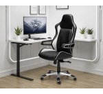 Fauteuil de bureau gamer MONZA simili cuir - avec accoudoirs et appui-tête - Mécanisme Synchrone - Pieds aluminium