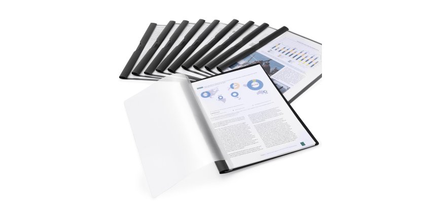 Chemise de présentation à clip recyclée Rapesco Eco  23 x 31 noir - Lot de 10