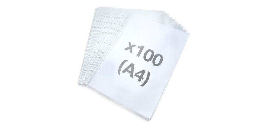 Pochettes perforées Rapesco Eco A4 polypropylène 6/100e recyclé - Boîte de 100