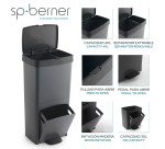 Cubo reciclaje 70l con 3 compartimentos