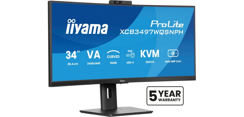 Bildschirm PC iiyama 34" (86,4 cm) 3440 x 1440 Pixel UltraWide Quad HD LED ProLite XCB3497WQSNPH-B1