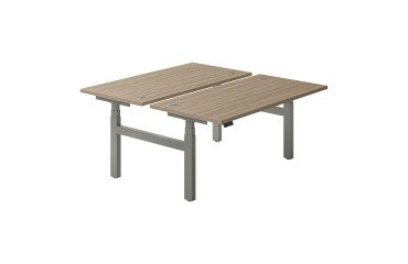 Schreibtischgestell mit 2 elektrisch höhenverstellbaren Büros Ergomaxx Mémo B 160 x T 80 cm Tischplatte Ulme