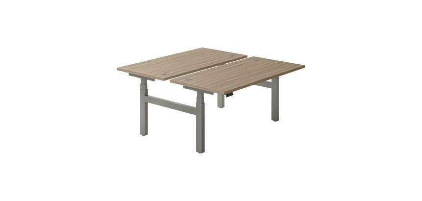 Schreibtischgestell mit 2 elektrisch höhenverstellbaren Büros Ergomaxx Mémo B 160 x T 80 cm Tischplatte Ulme