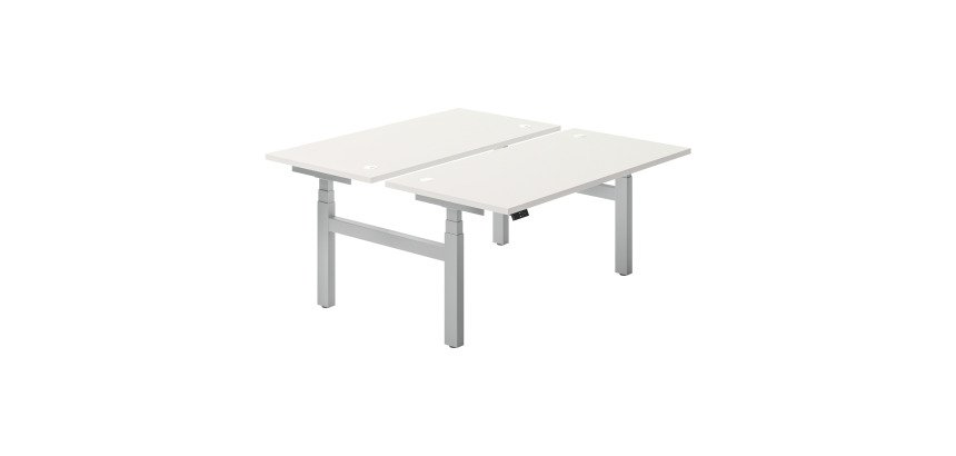 Pole de 2 bureaux réglables en hauteur électriques Ergomaxx Mémo  L 160 x P 80 cm cm plateau blanc