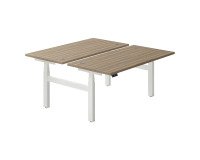 Eiland 2 werkposten elektrisch in hoogte verstelbaar Ergomaxx Mémo L 140 x D 80 cm iepbruin blad