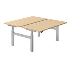 Pole de 2 bureaux réglables en hauteur électriques Ergomaxx Mémo  L 160 x P 80 cm cm plateau chêne clair