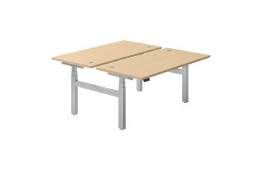 Pole de 2 bureaux réglables en hauteur électriques Ergomaxx Mémo  L 160 x P 80 cm cm plateau chêne clair