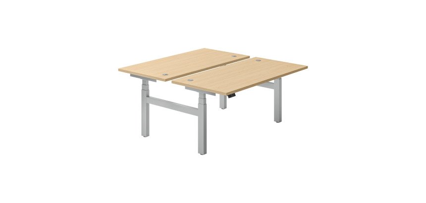 Pôle de 2 bureaux réglables en hauteur électriques Ergomaxx Memo -3 mémoires de position - 1 USB-A et C