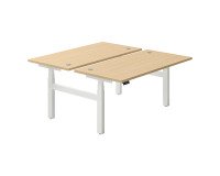 Eiland 2 werkposten elektrisch in hoogte verstelbaar Ergomaxx Mémo L 160 x D 80 cm licht eiken blad
