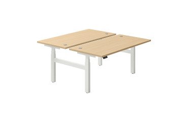 Eiland 2 werkposten elektrisch in hoogte verstelbaar Ergomaxx Mémo L 160 x D 80 cm licht eiken blad
