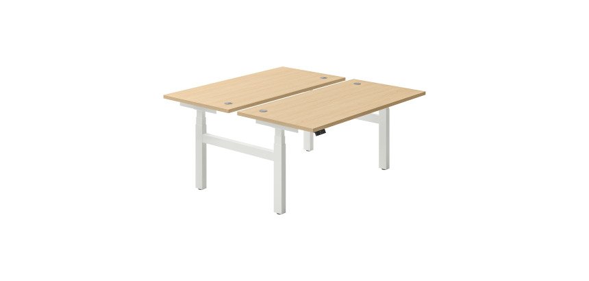 Pôle de 2 bureaux réglables en hauteur électriques Ergomaxx Memo -3 mémoires de position - 1 USB-A et C