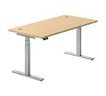 Electrically adjustable height desk Ergomaxx Mémo L 160 x W 80 cm oak light tabletop