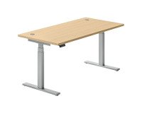 Werkpost elektrisch in hoogte verstelbaar Ergomaxx Memo L 160 x D 80 cm licht eiken blad