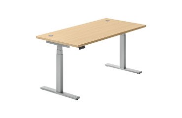 Elektrisch höhenverstellbarer Schreibtisch Ergomaxx Mémo L 160 x T 80 cm hellbraune Eicheplatte