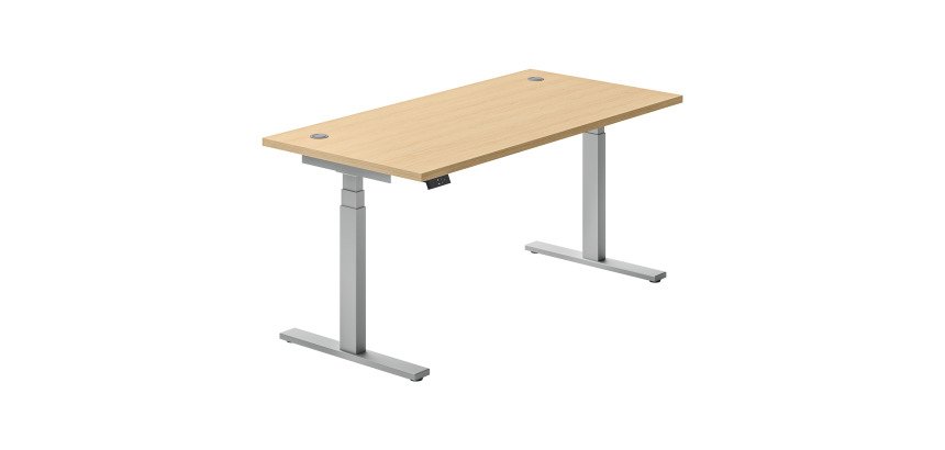 Electrically adjustable height desk Ergomaxx Mémo L 160 x W 80 cm oak light tabletop