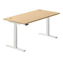 Electrically adjustable height desk Ergomaxx Mémo L 160 x W 80 cm oak light tabletop