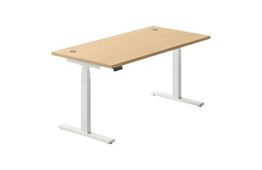 Elektrisch höhenverstellbarer Schreibtisch Ergomaxx Mémo L 160 x T 80 cm hellbraune Eicheplatte