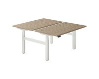 Eiland 2 werkposten elektrisch in hoogte verstelbaar Ergomaxx Mémo L 140 x D 80 cm iepbruin blad