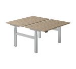 Eiland 2 werkposten elektrisch in hoogte verstelbaar Ergomaxx Mémo L 140 x D 80 cm iepbruin blad