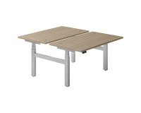 Eiland 2 werkposten elektrisch in hoogte verstelbaar Ergomaxx Mémo L 140 x D 80 cm iepbruin blad