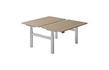 Height-adjustable electric Ergomaxx Memo 2-office workstation L 140 x W 80 cm elm wood top.