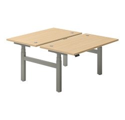 <Pole of 2 Ergomaxx Memo electric height-adjustable offices L 140 x D 80 cm light oak top cm>