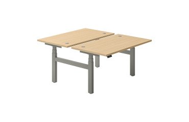 <Pole of 2 Ergomaxx Memo electric height-adjustable offices L 140 x D 80 cm light oak top cm>