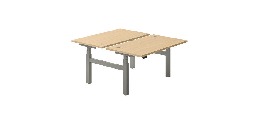 Pole de 2 bureaux réglables en hauteur électriques Up & Up L 140 x P 80 cm cm plateau chêne clair