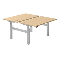 <Pole of 2 Ergomaxx Memo electric height-adjustable offices L 140 x D 80 cm light oak top cm>