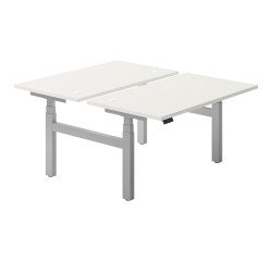 Pole de 2 bureaux réglables en hauteur électriques Ergomaxx Mémo  L 140 x P 80 cm cm plateau blanc