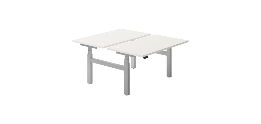 Eiland 2 werkposten elektrisch in hoogte verstelbaar Ergomaxx Mémo L 140 x D 80 cm wit blad