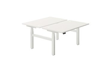 Pole aus 2 elektrisch höhenverstellbaren Büros von Ergomaxx Mémo L 140 x T 80 cm weißer Tischplatte