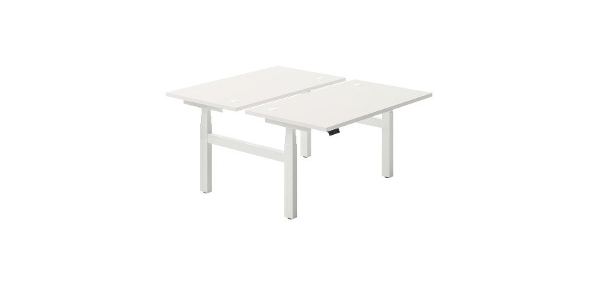 Desk with 2 electrically adjustable height Ergomaxx Memo  L 140 x D 80 cm white top.
