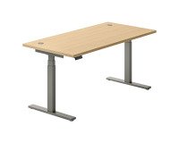 Werkpost elektrisch in hoogte verstelbaar Ergomaxx Memo L 160 x D 80 cm licht eiken blad