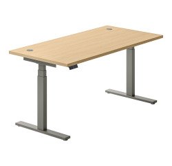 Electrically adjustable height desk Ergomaxx Mémo L 160 x W 80 cm oak light tabletop