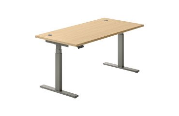 Bureau réglable en hauteur électrique Ergomaxx Mémo L 160 x P 80 cm cm plateau chêne clair