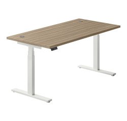 Electrically height-adjustable desk Ergomaxx Memo L 160 x W 80 cm elm finish plate