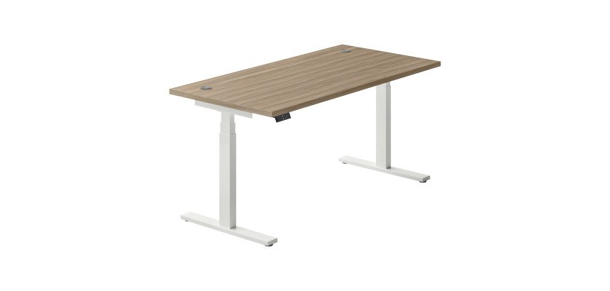 Electrically height-adjustable desk Ergomaxx Memo L 160 x W 80 cm elm finish plate