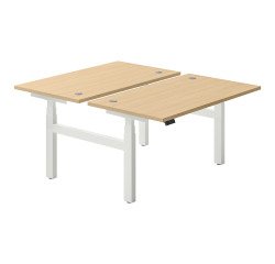 <Pole of 2 Ergomaxx Memo electric height-adjustable offices L 140 x D 80 cm light oak top cm>