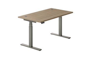 Werkpost elektrisch in hoogte verstelbaar Ergomaxx Memo L 140 x D 80 cm iepbruin blad