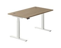 Werkpost elektrisch in hoogte verstelbaar Ergomaxx Memo L 140 x D 80 cm iepbruin blad