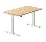 Electrically adjustable Ergomaxx Memo L height desk 140 x 80 cm light oak surface