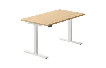 Höhenverstellbares elektrisches Büro "Ergomaxx Mémo" L 140 x T 80 cm, hellbraune Platte