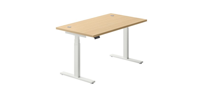 Bureau réglable en hauteur électrique Up & Up L 140 x P 80 cm cm plateau chêne clair